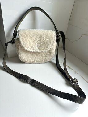 Free People Cream Sherpa Faux Shearling Crossbody Bag
